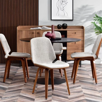 Esszimmerstuhl AMELINA - Walnuss / Beige