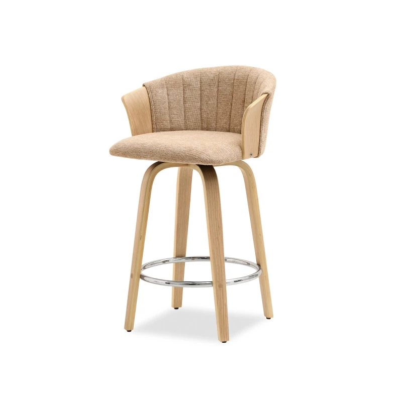 Drehbarer Barhocker MANUELA - beige / eiche