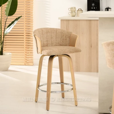 Drehbarer Barhocker MANUELA - beige / eiche