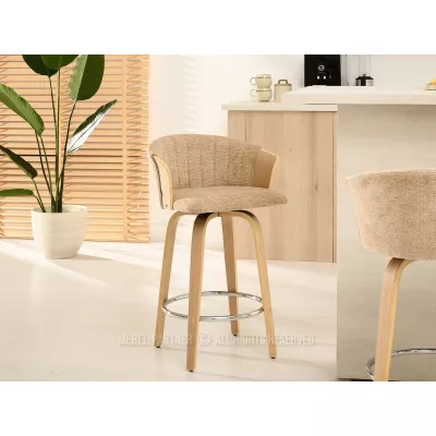 Drehbarer Barhocker MANUELA - beige / eiche