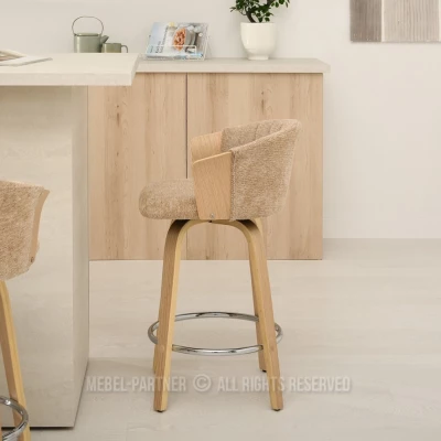 Drehbarer Barhocker MANUELA - beige / eiche