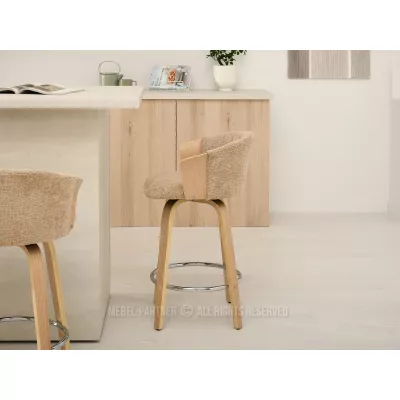 Drehbarer Barhocker MANUELA - beige / eiche