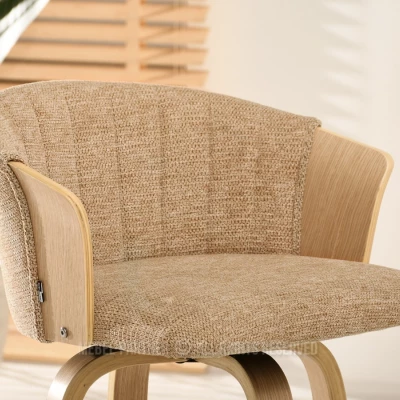 Drehbarer Barhocker MANUELA - beige / eiche
