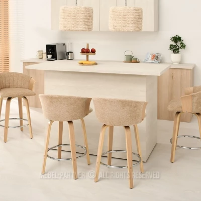 Drehbarer Barhocker MANUELA - beige / eiche