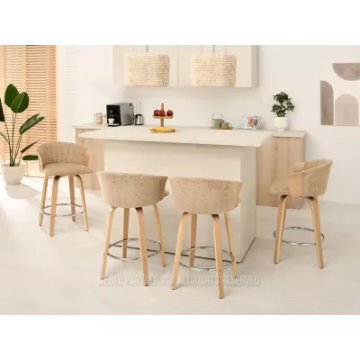 Drehbarer Barhocker MANUELA - beige / eiche