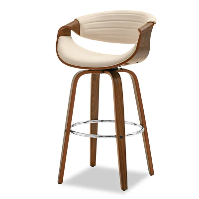 Designer-Barhocker SAROLTA – Walnuss / Creme 1