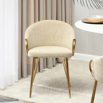 FINBAR Esszimmerstuhl - creme / gold