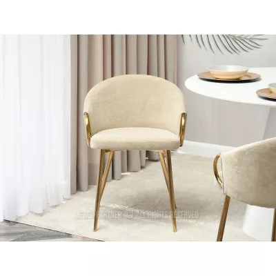 FINBAR Esszimmerstuhl - creme / gold