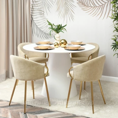 FINBAR Esszimmerstuhl - creme / gold