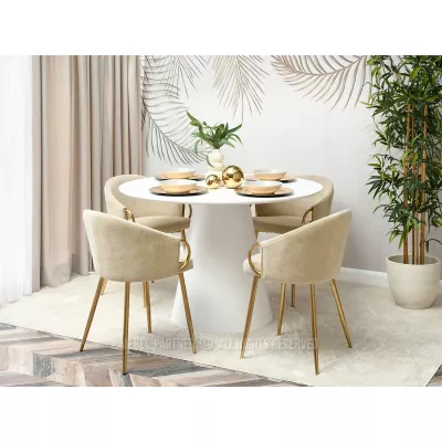 FINBAR Esszimmerstuhl - creme / gold