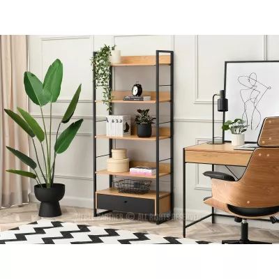 SORLEY Regal mit Schublade - Schwarz / Eiche
