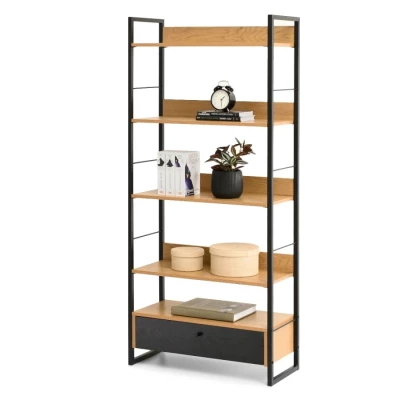 SORLEY Regal mit Schublade - Schwarz / Eiche