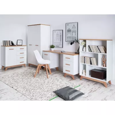 HENDA Bücherregal - weiß / Eiche