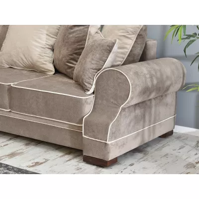 Sofa mit Stauraum SHERLY – Beige/Walnuss