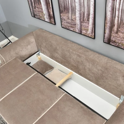 Sofa mit Stauraum SHERLY – Beige/Walnuss