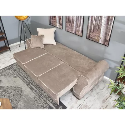 Sofa mit Stauraum SHERLY – Beige/Walnuss