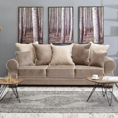 Sofa mit Stauraum SHERLY – Beige/Walnuss