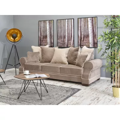 Sofa mit Stauraum SHERLY – Beige/Walnuss