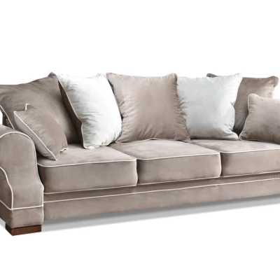 Sofa mit Stauraum SHERLY – hellbeige/walnussfarben