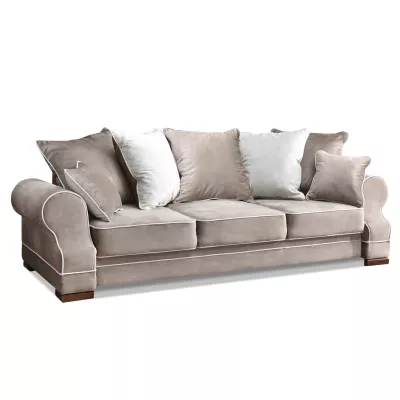 Sofa mit Stauraum SHERLY – hellbeige/walnussfarben