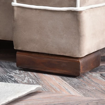 Sofa mit Stauraum SHERLY – hellbeige/walnussfarben