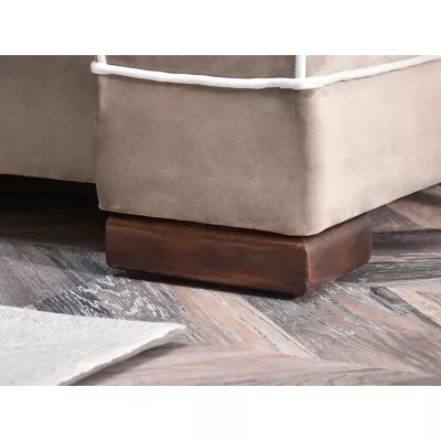 Sofa mit Stauraum SHERLY – hellbeige/walnussfarben