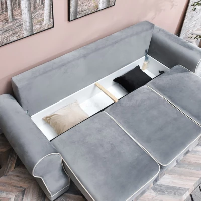 Sofa mit Stauraum SHERLY – grau/schwarz