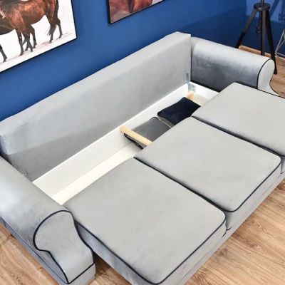 Sofa mit Stauraum SHERLY – grau/dunkelblau