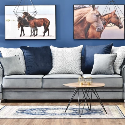 Sofa mit Stauraum SHERLY – grau/dunkelblau