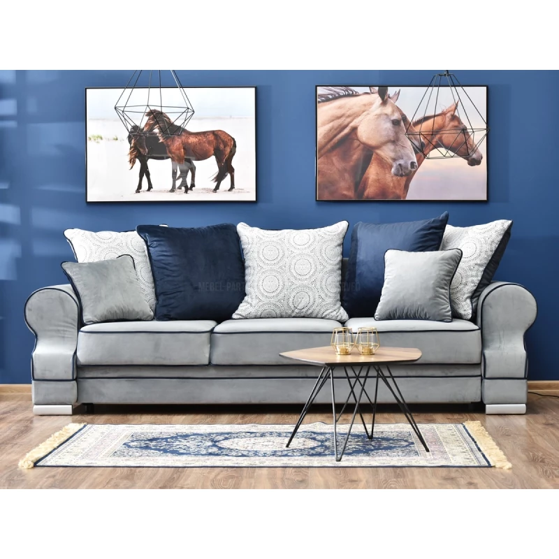 Sofa mit Stauraum SHERLY – grau/dunkelblau