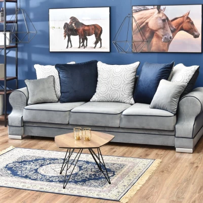 Sofa mit Stauraum SHERLY – grau/dunkelblau
