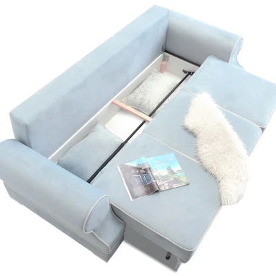 Sofa mit Stauraum SHERLY – hellblau/weiß