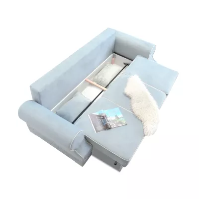 Sofa mit Stauraum SHERLY – hellblau/weiß