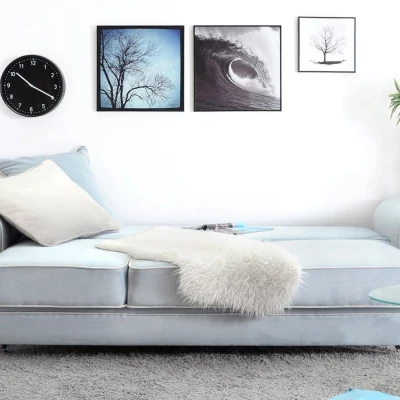 Sofa mit Stauraum SHERLY – hellblau/weiß