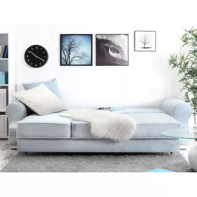 Sofa mit Stauraum SHERLY – hellblau/weiß