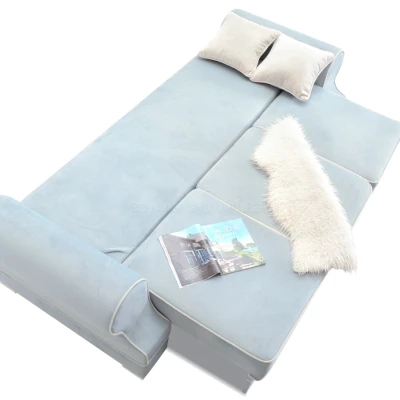 Sofa mit Stauraum SHERLY – hellblau/weiß