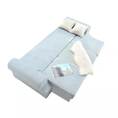 Sofa mit Stauraum SHERLY – hellblau/weiß
