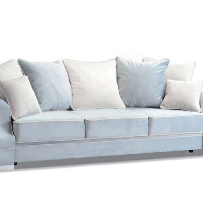 Sofa mit Stauraum SHERLY – hellblau/weiß