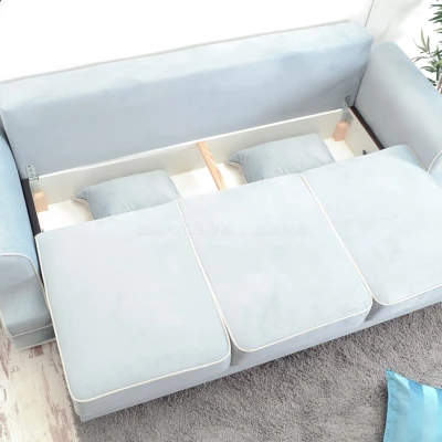 Sofa mit Stauraum SHERLY – hellblau/weiß