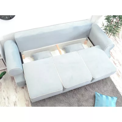 Sofa mit Stauraum SHERLY – hellblau/weiß
