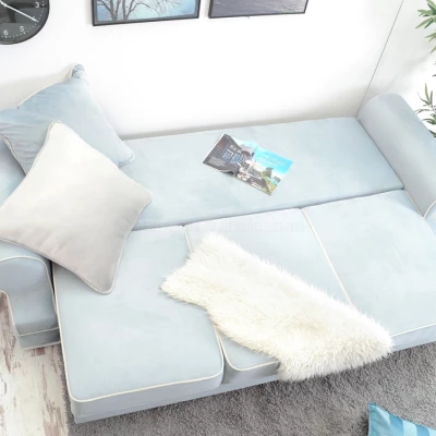 Sofa mit Stauraum SHERLY – hellblau/weiß