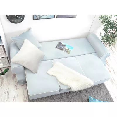Sofa mit Stauraum SHERLY – hellblau/weiß