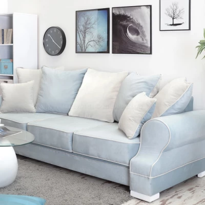 Sofa mit Stauraum SHERLY – hellblau/weiß