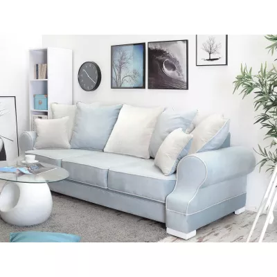 Sofa mit Stauraum SHERLY – hellblau/weiß