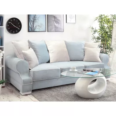 Sofa mit Stauraum SHERLY – hellblau/weiß