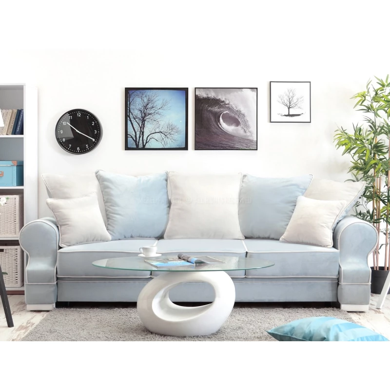 Sofa mit Stauraum SHERLY – hellblau/weiß