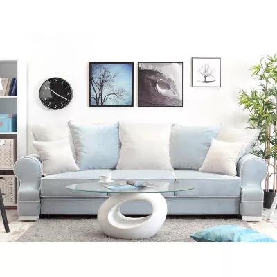 Sofa mit Stauraum SHERLY – hellblau/weiß