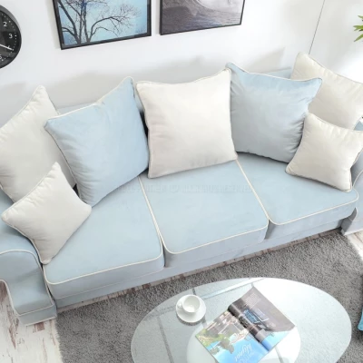 Sofa mit Stauraum SHERLY – hellblau/weiß
