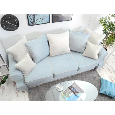 Sofa mit Stauraum SHERLY – hellblau/weiß