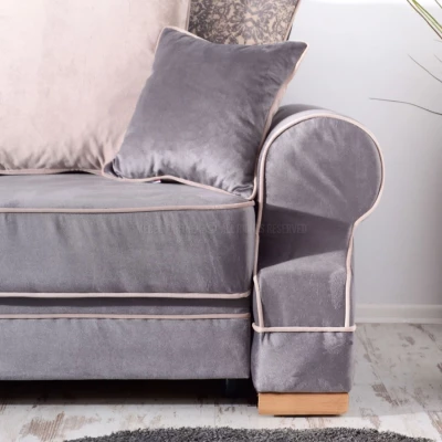 Sofa mit Stauraum SHERLY - grau / beige / Buche